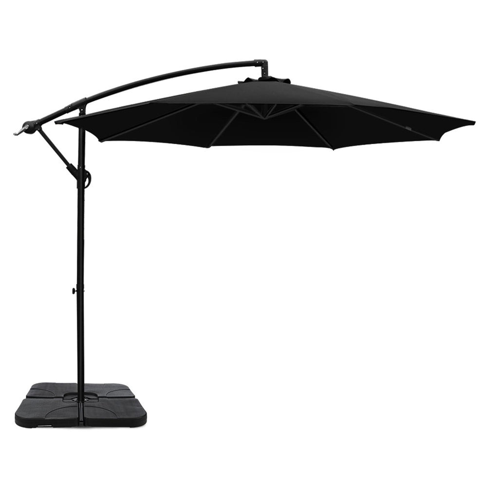 3m Cantilever Umbrella with Base - Black - Homecoze