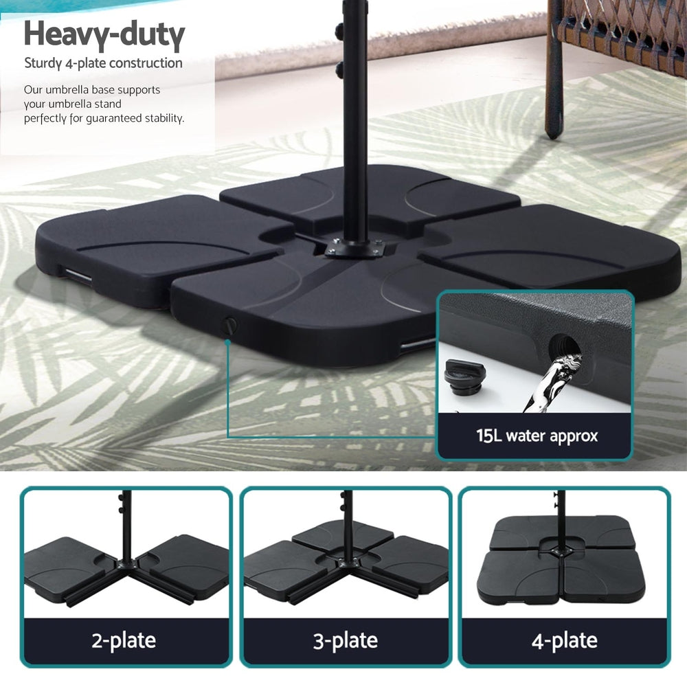3m Cantilever Umbrella with Base - Black - Homecoze