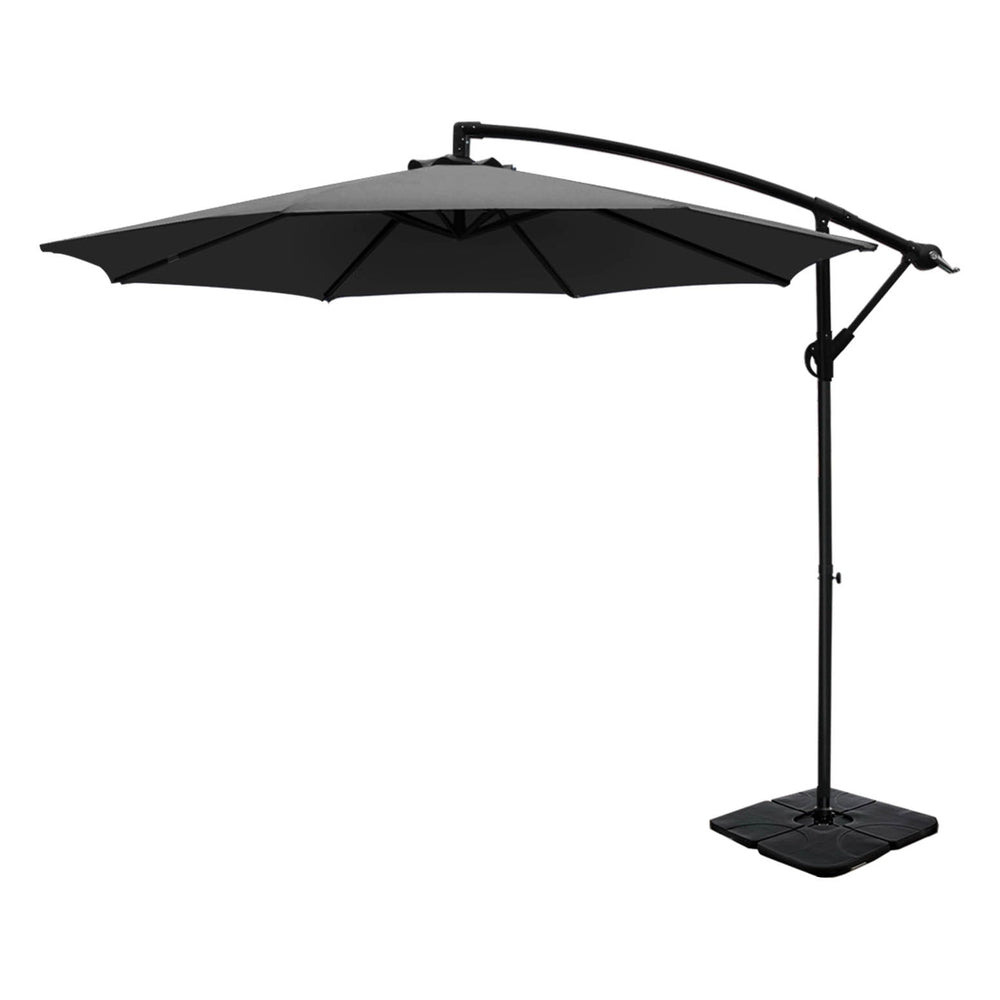 3m Cantilever Umbrella with Base - Charcoal - Homecoze