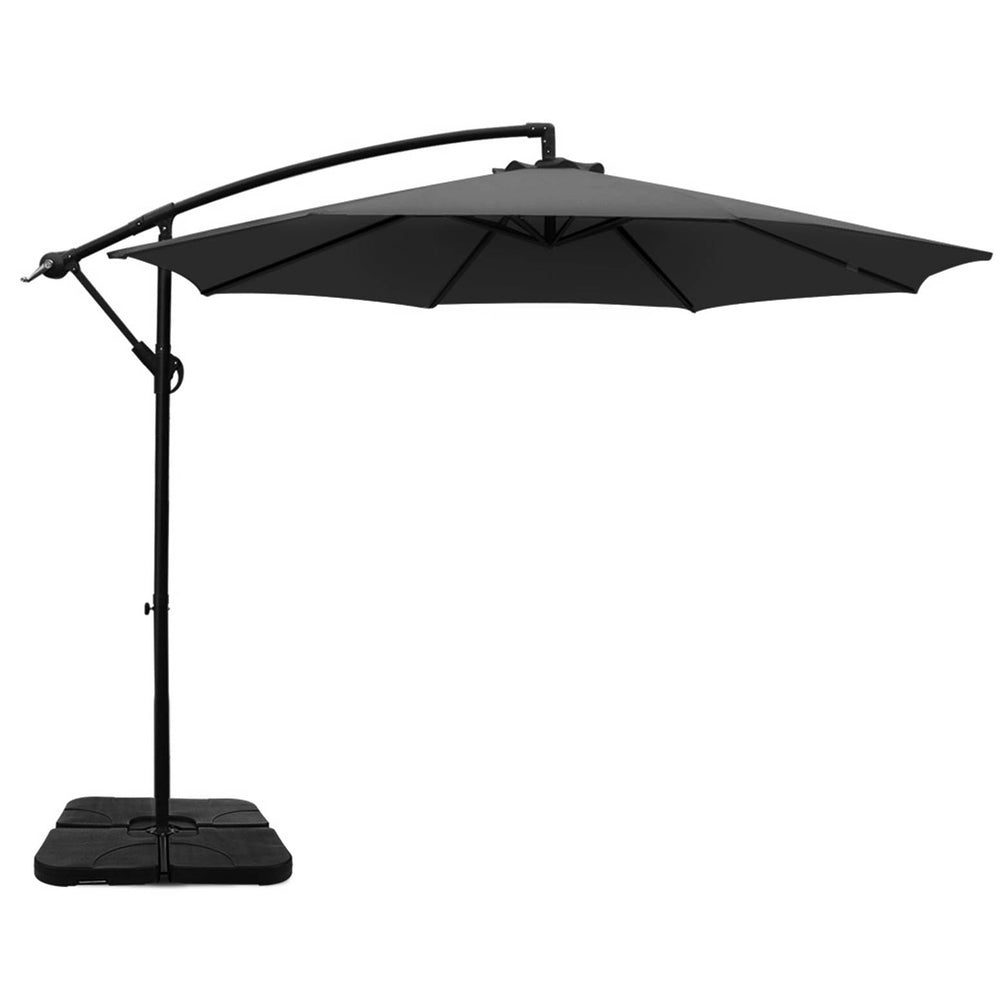 3m Cantilever Umbrella with Base - Charcoal - Homecoze