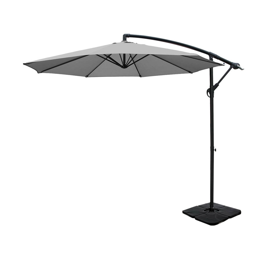 3m Cantilever Umbrella with Base - Grey - Homecoze