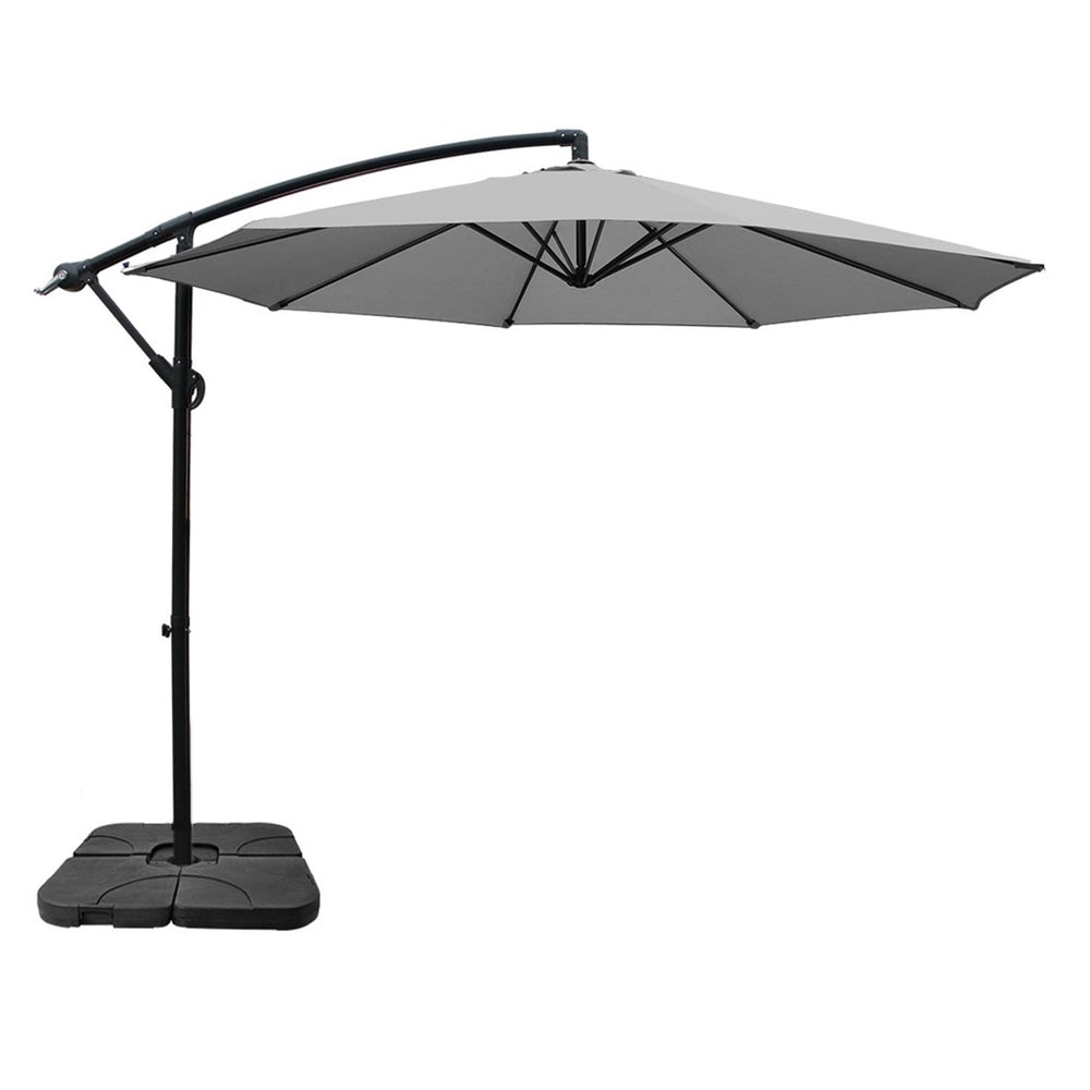 3m Cantilever Umbrella with Base - Grey - Homecoze