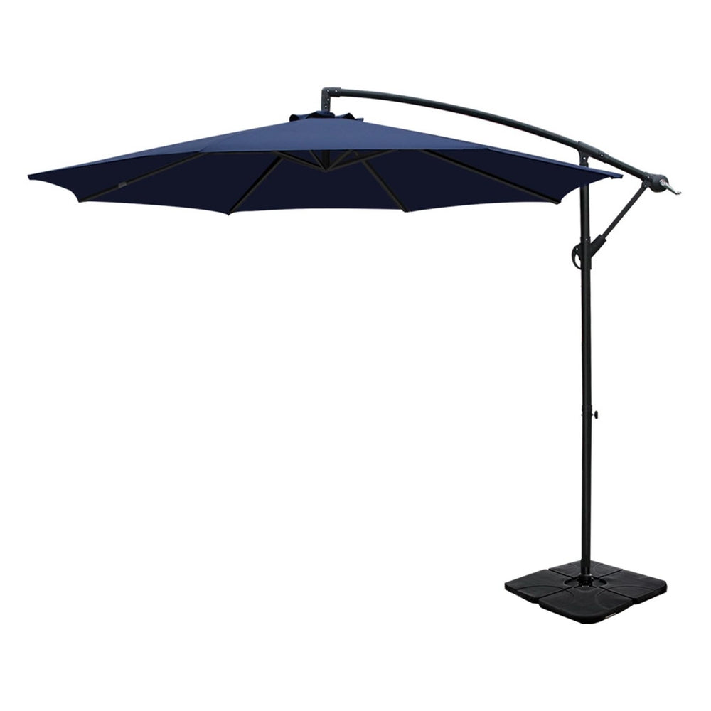 3m Cantilever Umbrella with Base - Navy Blue - Homecoze