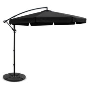 3m Cantilever Outdoor Drape Umbrella with 48cm Round Base - Black - Homecoze
