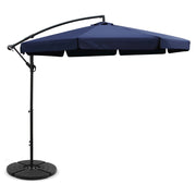 3m Cantilever Outdoor Drape Umbrella with 48cm Round Base - Navy - Homecoze