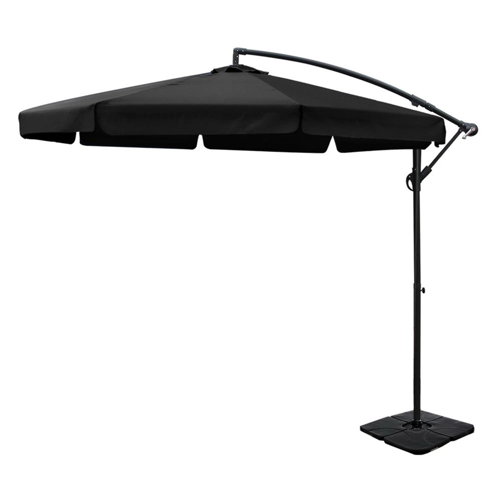 3m Cantilever Valance Umbrella with Base - Black - Homecoze