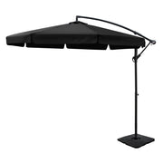 3m Cantilever Valance Umbrella with Base - Black - Homecoze