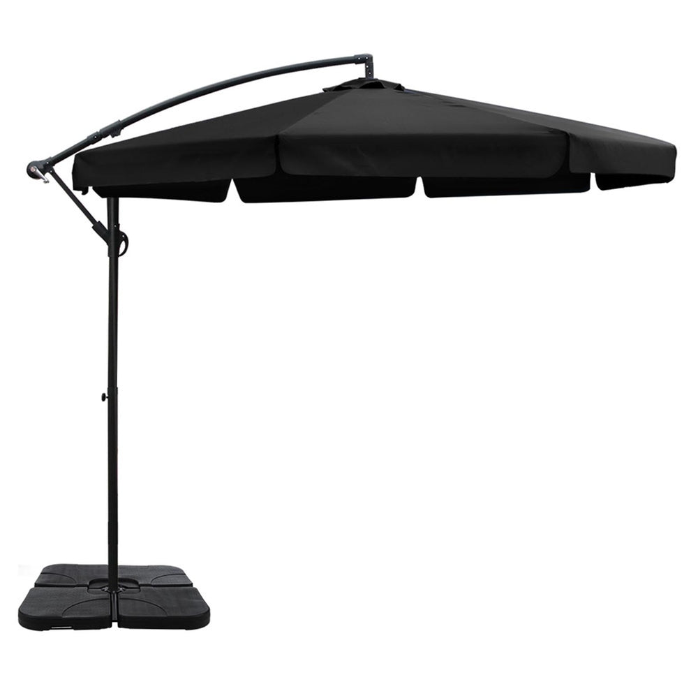 3m Cantilever Valance Umbrella with Base - Black - Homecoze
