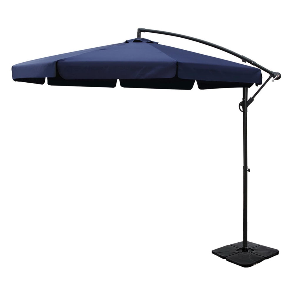 3m Cantilever Valance Umbrella with Base - Navy Blue - Homecoze