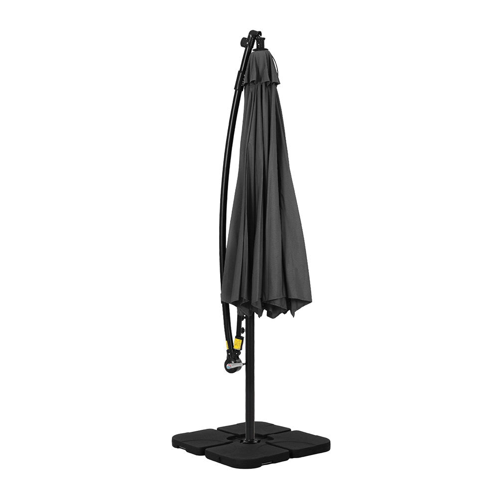 3m Outdoor Cantilever Umbrella w/Solar LED Lights - Charcoal - Homecoze