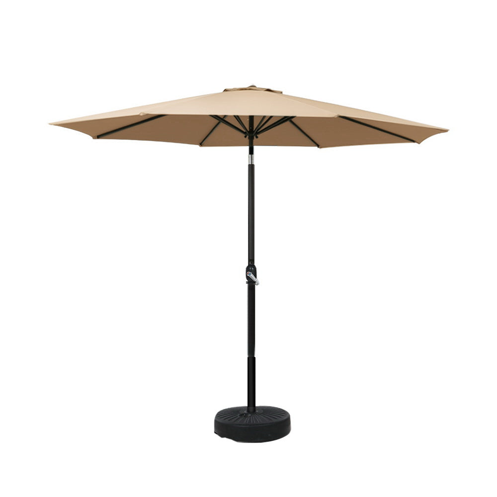 2.7m Centre Post Tilt Umbrella with Base - Beige - Homecoze