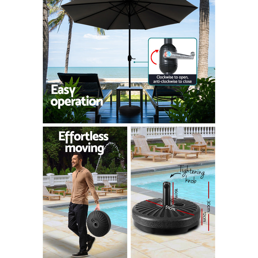 2.7m Centre Post Tilt Umbrella with Base - Black - Homecoze
