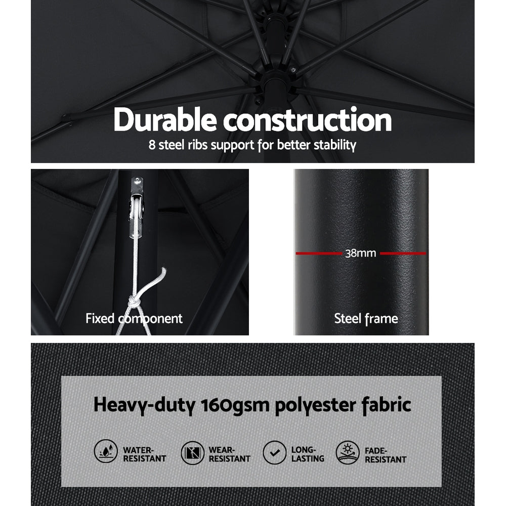 2.7m Centre Post Tilt Umbrella with Base - Black - Homecoze