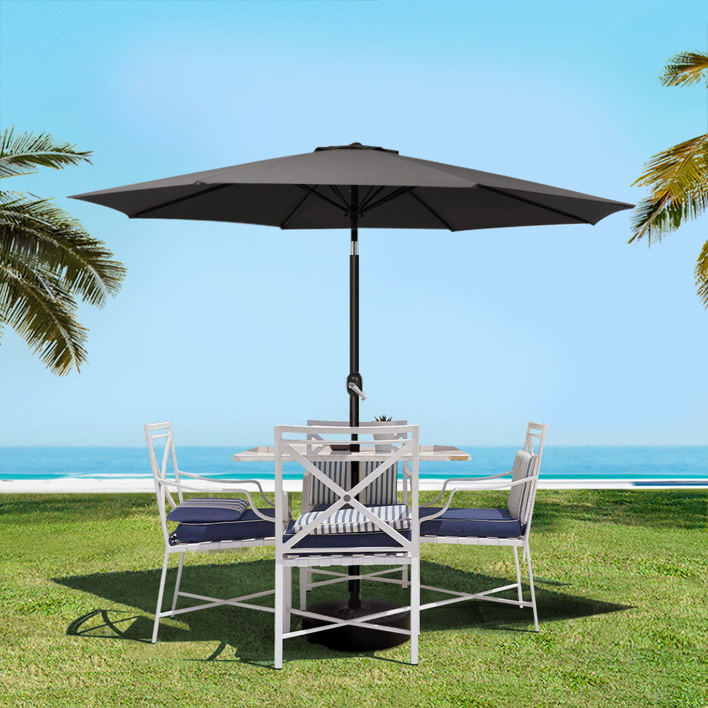 2.7m Centre Post Tilt Umbrella with Base - Black - Homecoze