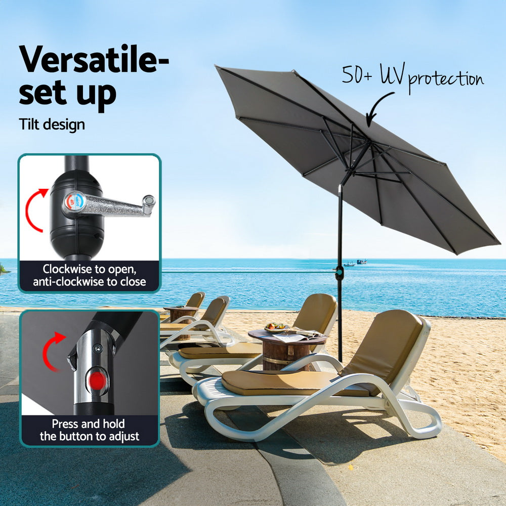 2.7m Centre Post Tilt Umbrella with Base - Charcoal - Homecoze