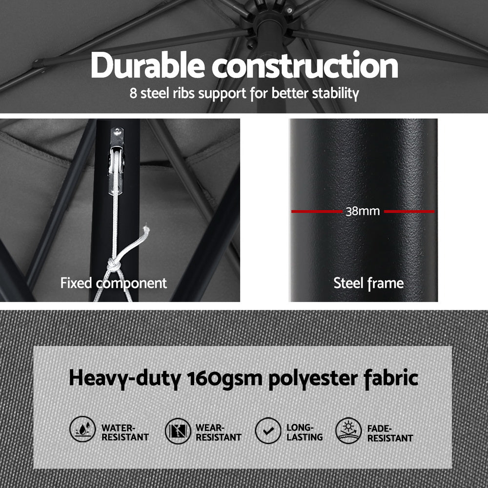 2.7m Centre Post Tilt Umbrella with Base - Charcoal - Homecoze