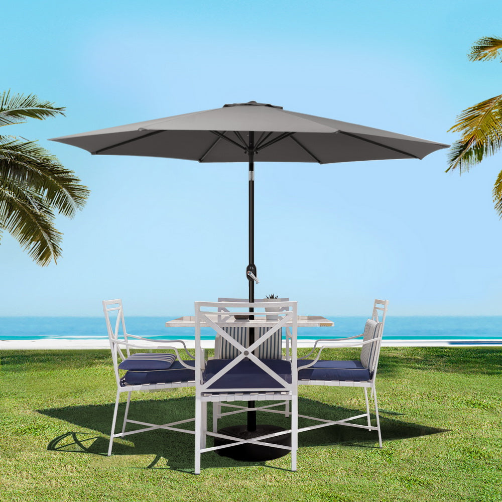 2.7m Centre Post Tilt Umbrella with Base - Charcoal - Homecoze