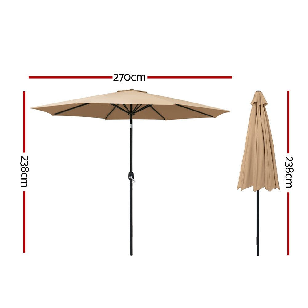 2.7m Centre Post Tilt Umbrella - Beige - Homecoze