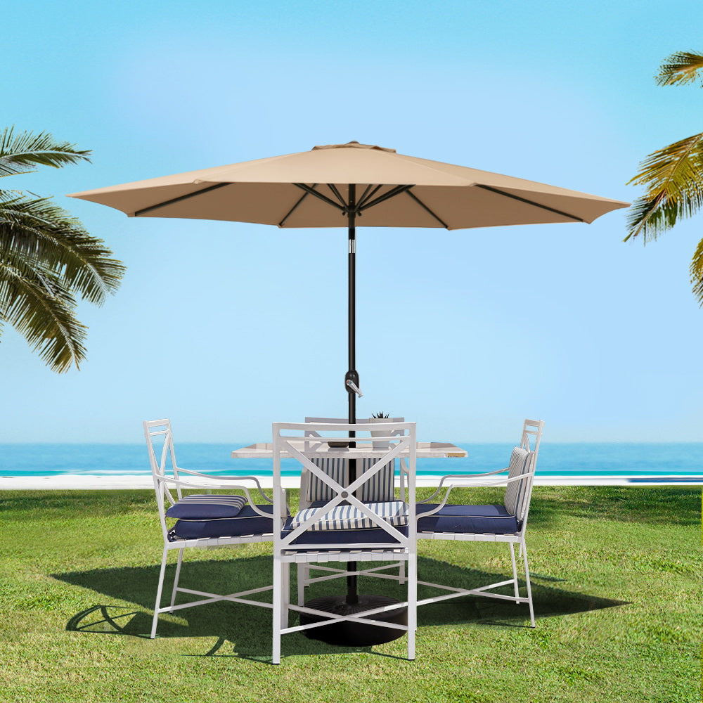2.7m Centre Post Tilt Umbrella - Beige - Homecoze