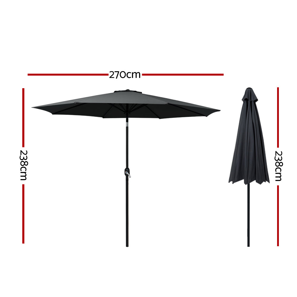2.7m Centre Post Tilt Umbrella - Black - Homecoze