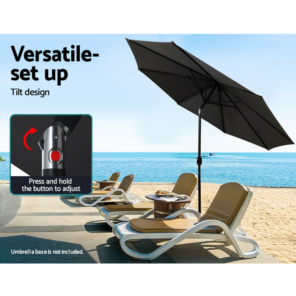 2.7m Centre Post Tilt Umbrella - Black - Homecoze