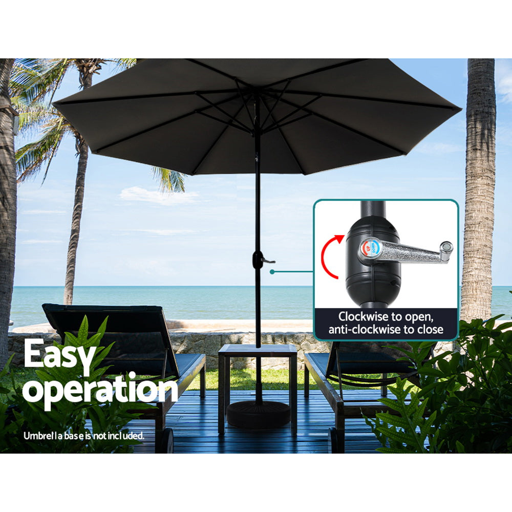 2.7m Centre Post Tilt Umbrella - Black - Homecoze