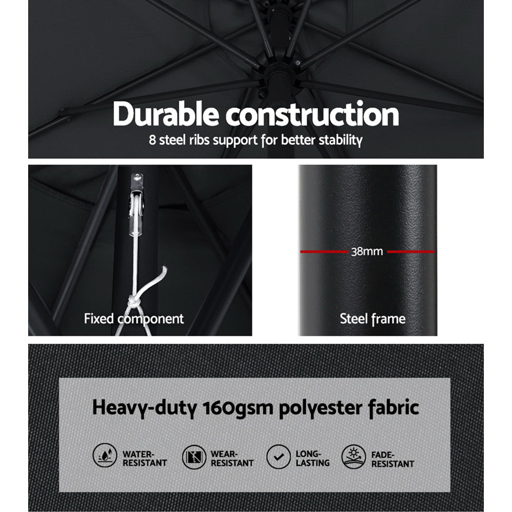 2.7m Centre Post Tilt Umbrella - Black - Homecoze