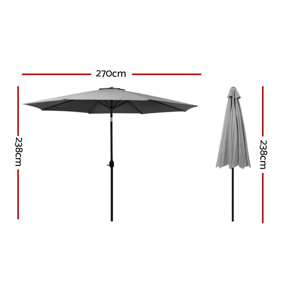 2.7m Centre Post Tilt Umbrella - Charcoal - Homecoze