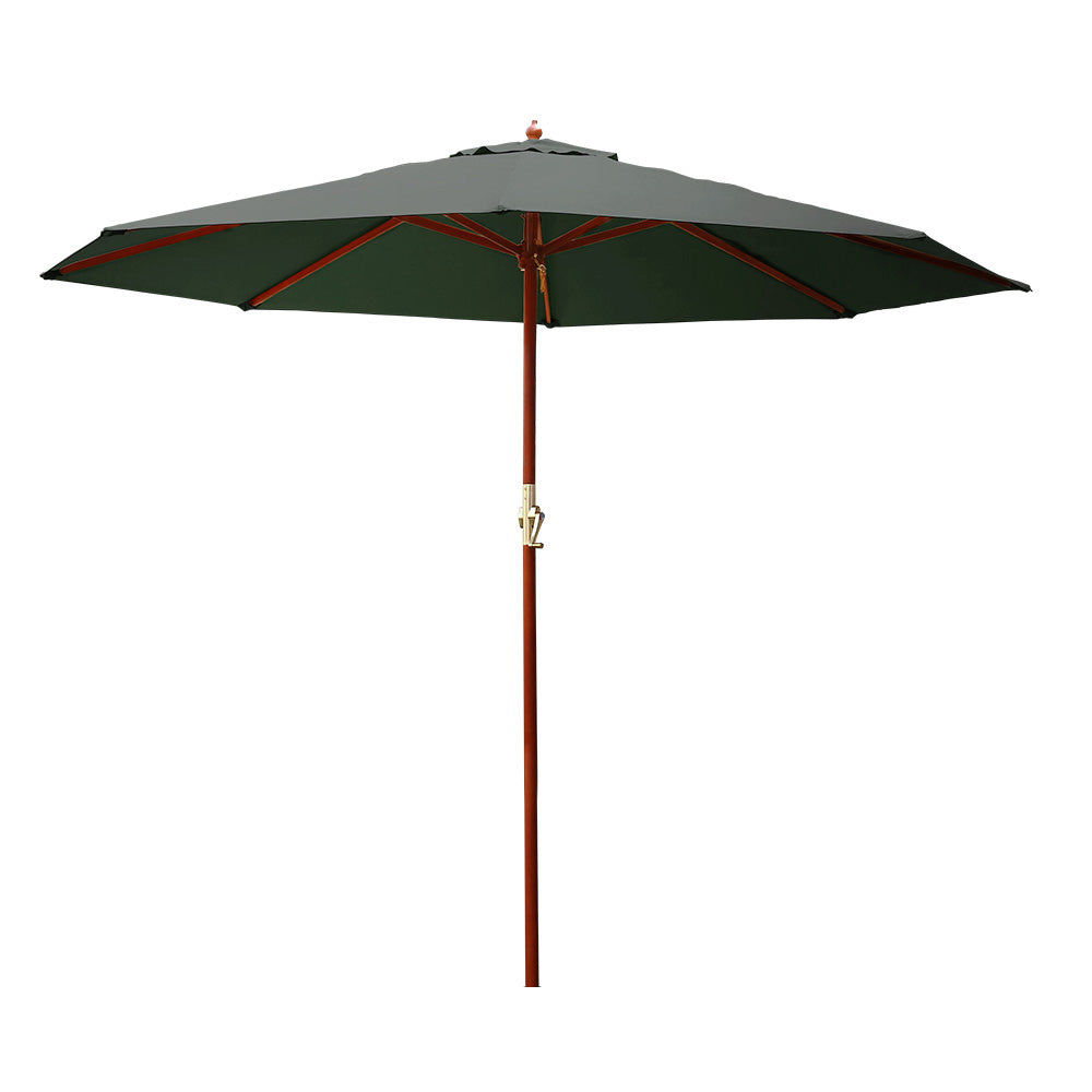3m Centre Post Wooden Umbrella - Charcoal - Homecoze