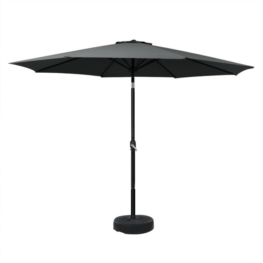 3m Centre Post Tilt Umbrella with Base - Black - Homecoze