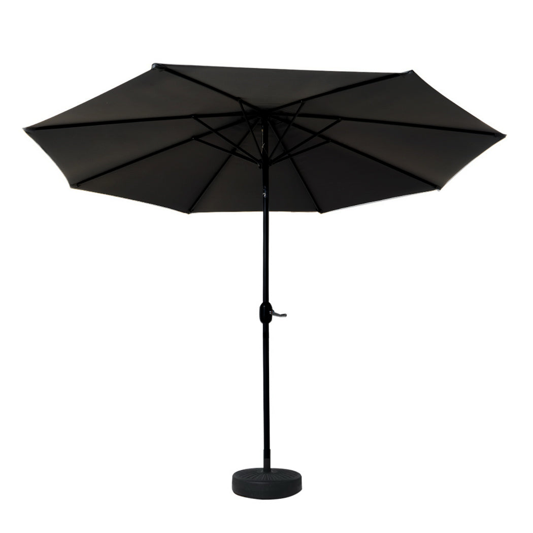 3m Centre Post Tilt Umbrella with Base - Black - Homecoze