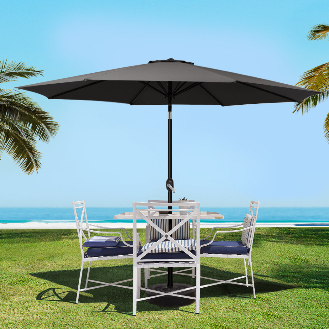 3m Centre Post Tilt Umbrella with Base - Black - Homecoze