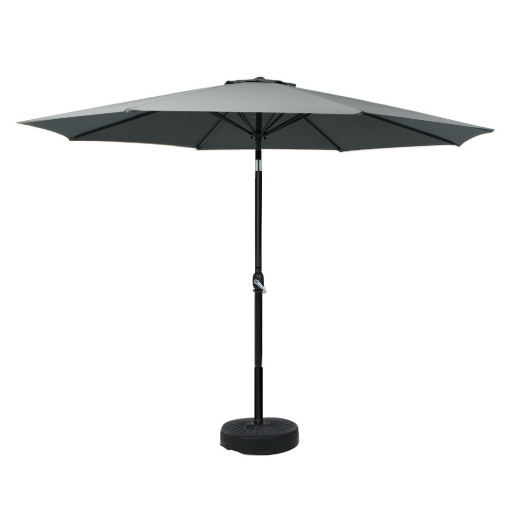 3m Centre Post Tilt Umbrella with Base - Charcoal - Homecoze