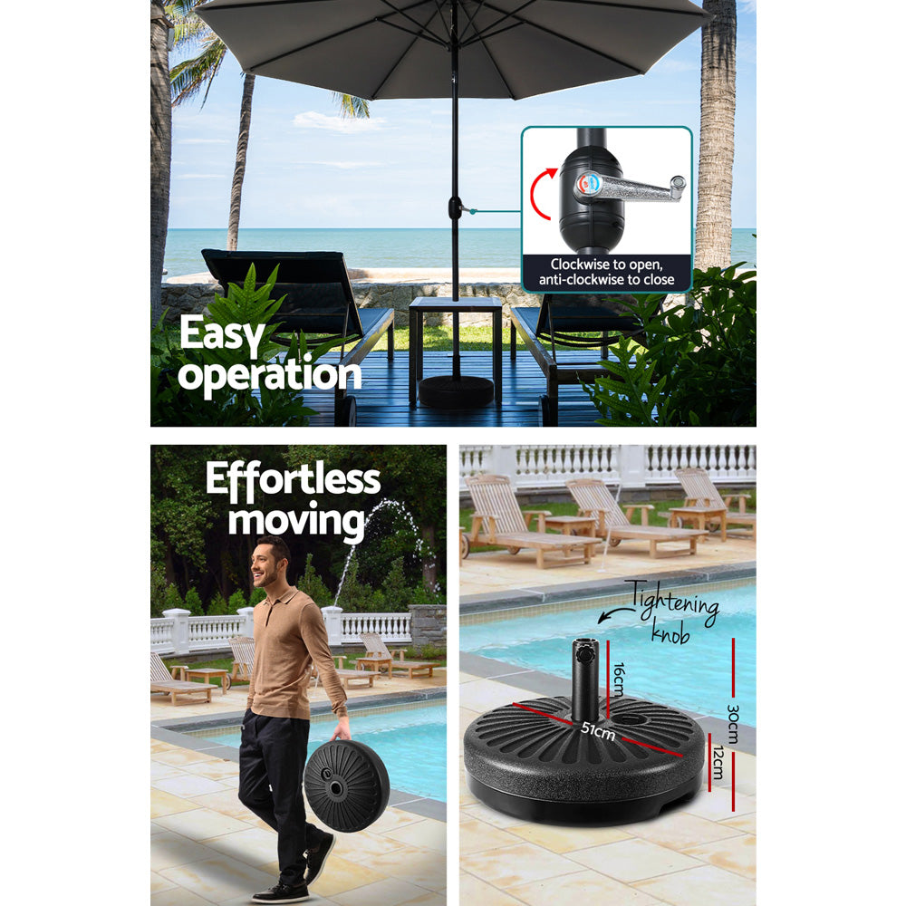 3m Centre Post Tilt Umbrella with Base - Charcoal - Homecoze