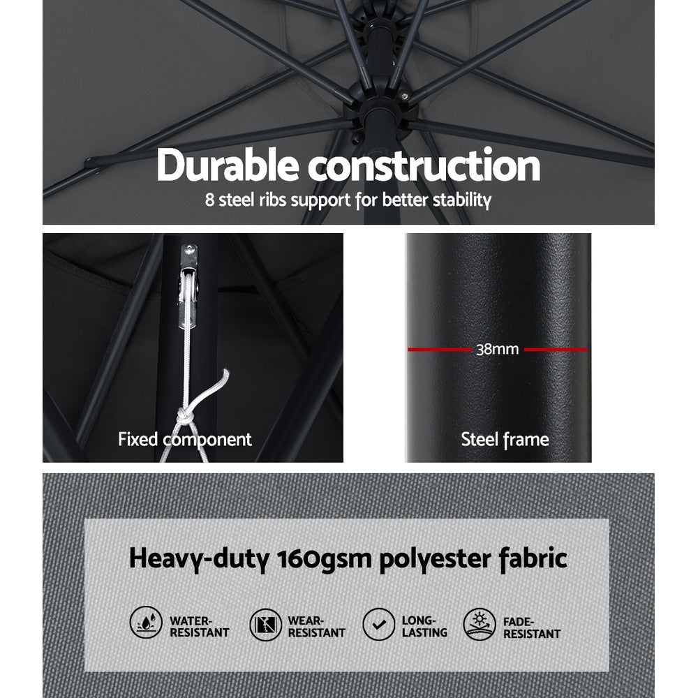 3m Centre Post Tilt Umbrella with Base - Charcoal - Homecoze