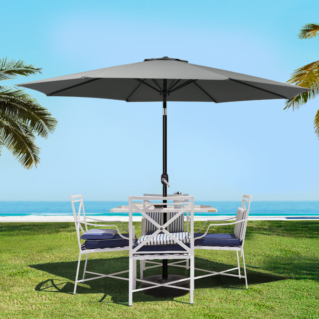 3m Centre Post Tilt Umbrella with Base - Charcoal - Homecoze