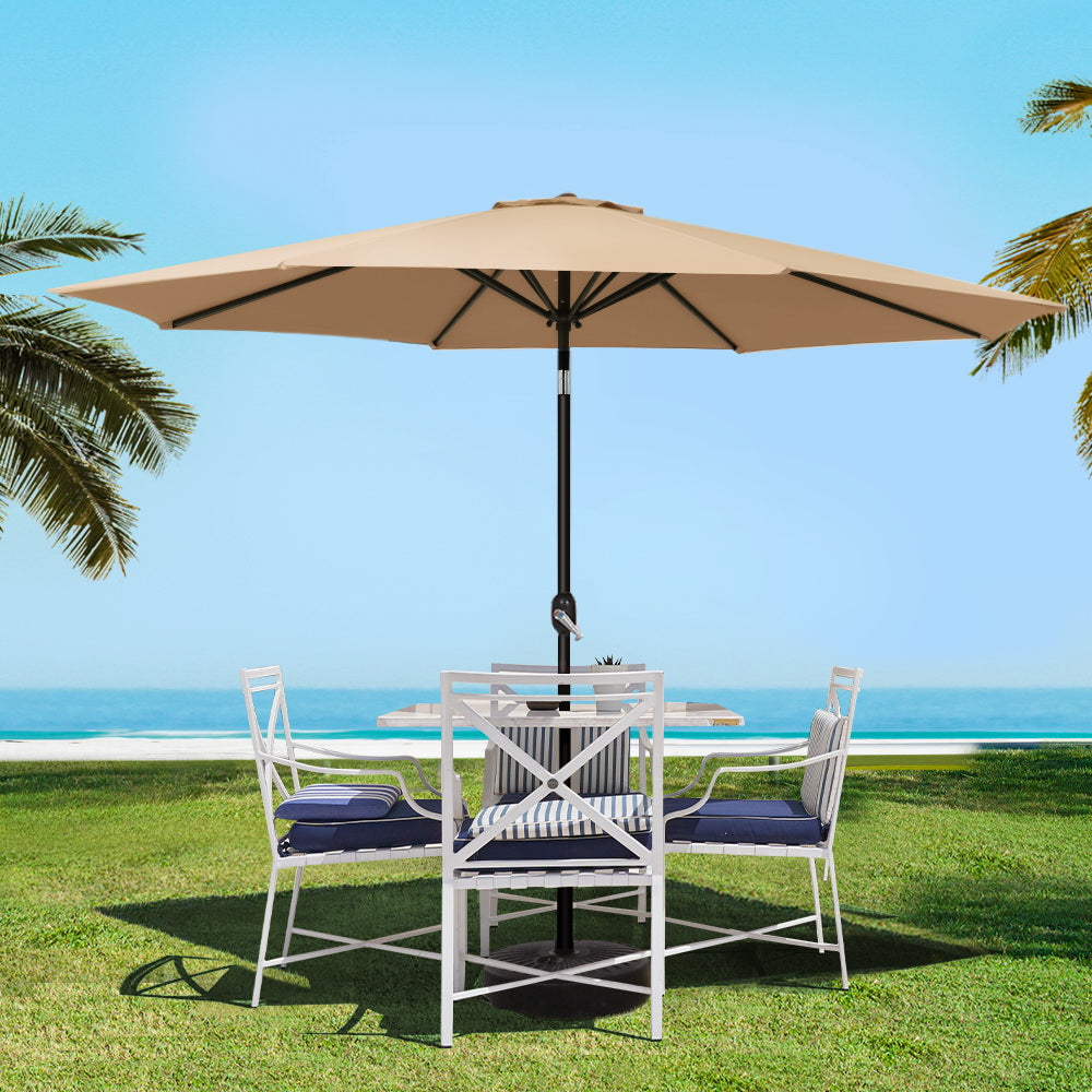 3m Centre Post Tilt Umbrella - Beige - Homecoze