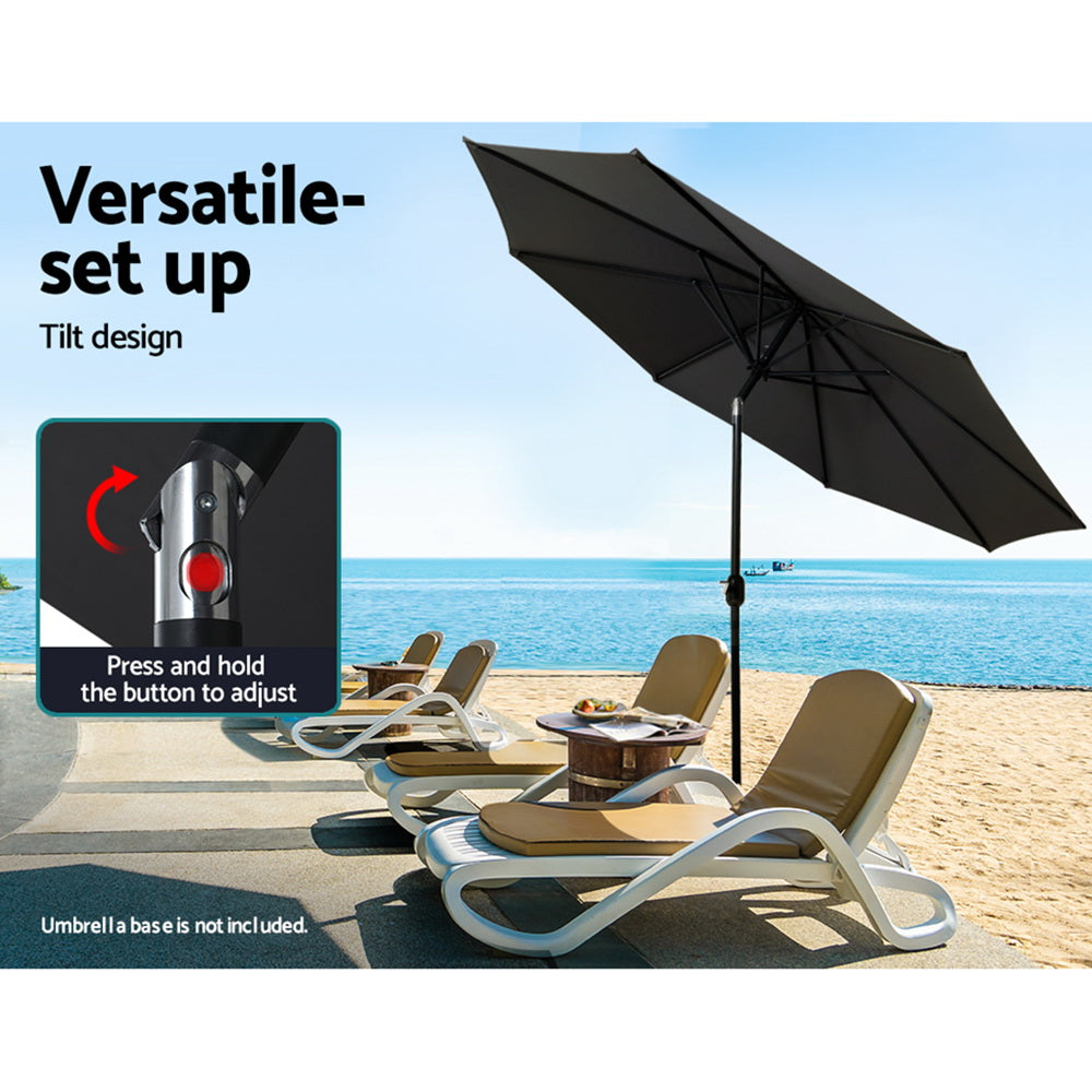 3m Centre Post Tilt Umbrella - Black - Homecoze