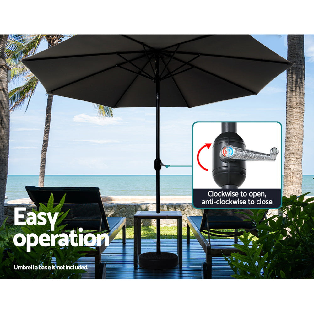 3m Centre Post Tilt Umbrella - Black - Homecoze