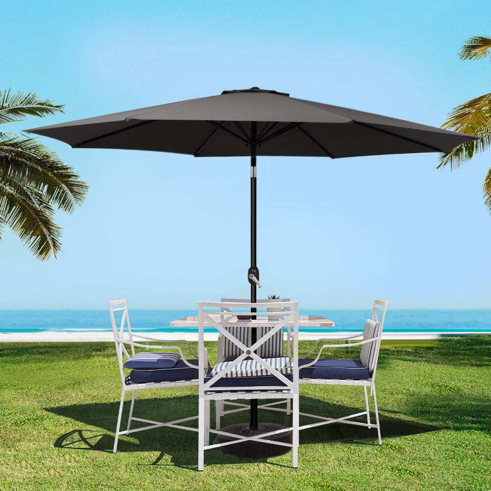 3m Centre Post Tilt Umbrella - Black - Homecoze