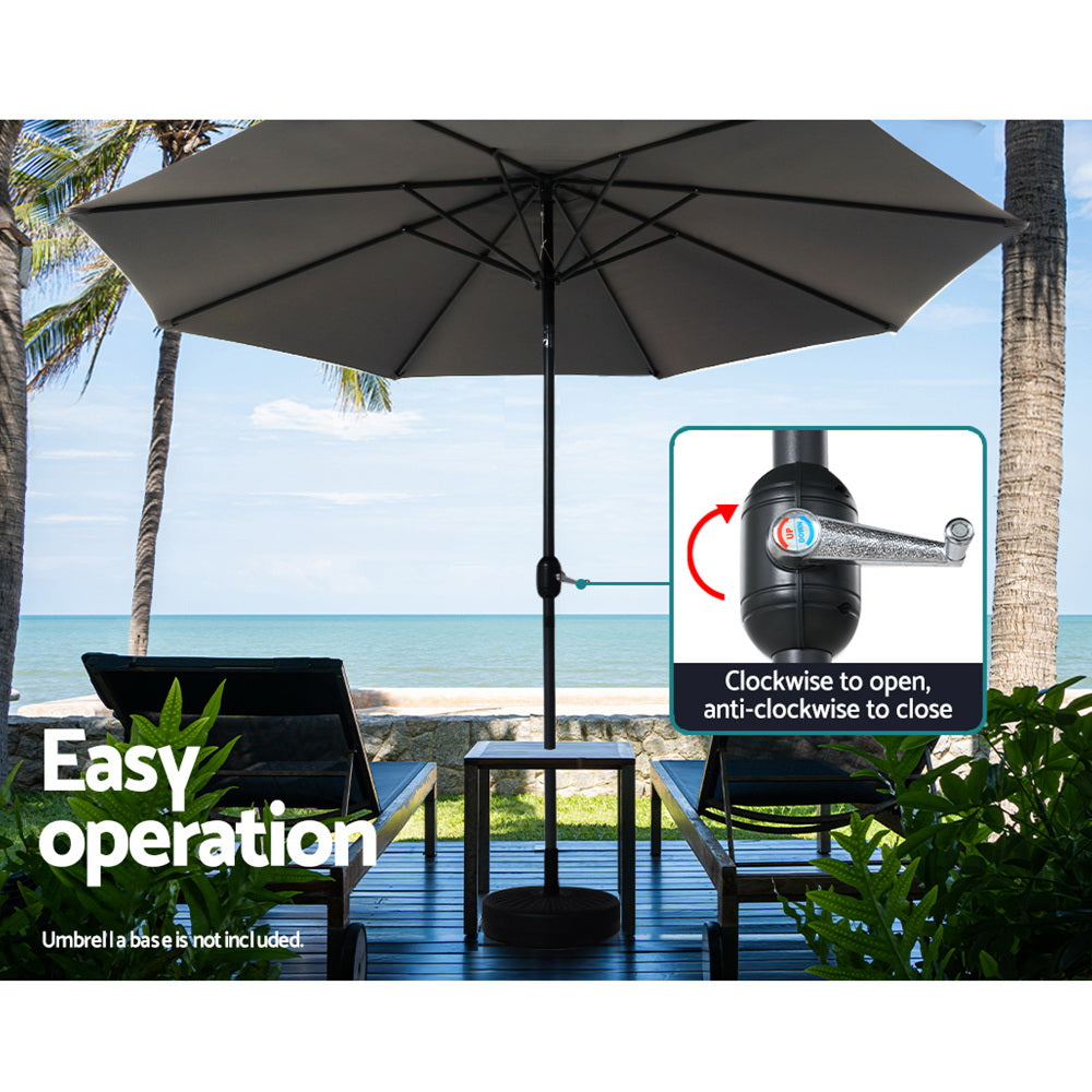 3m Centre Post Tilt Umbrella - Charcoal - Homecoze