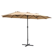 4.57m Extra Large Twin Umbrella - Beige - Homecoze