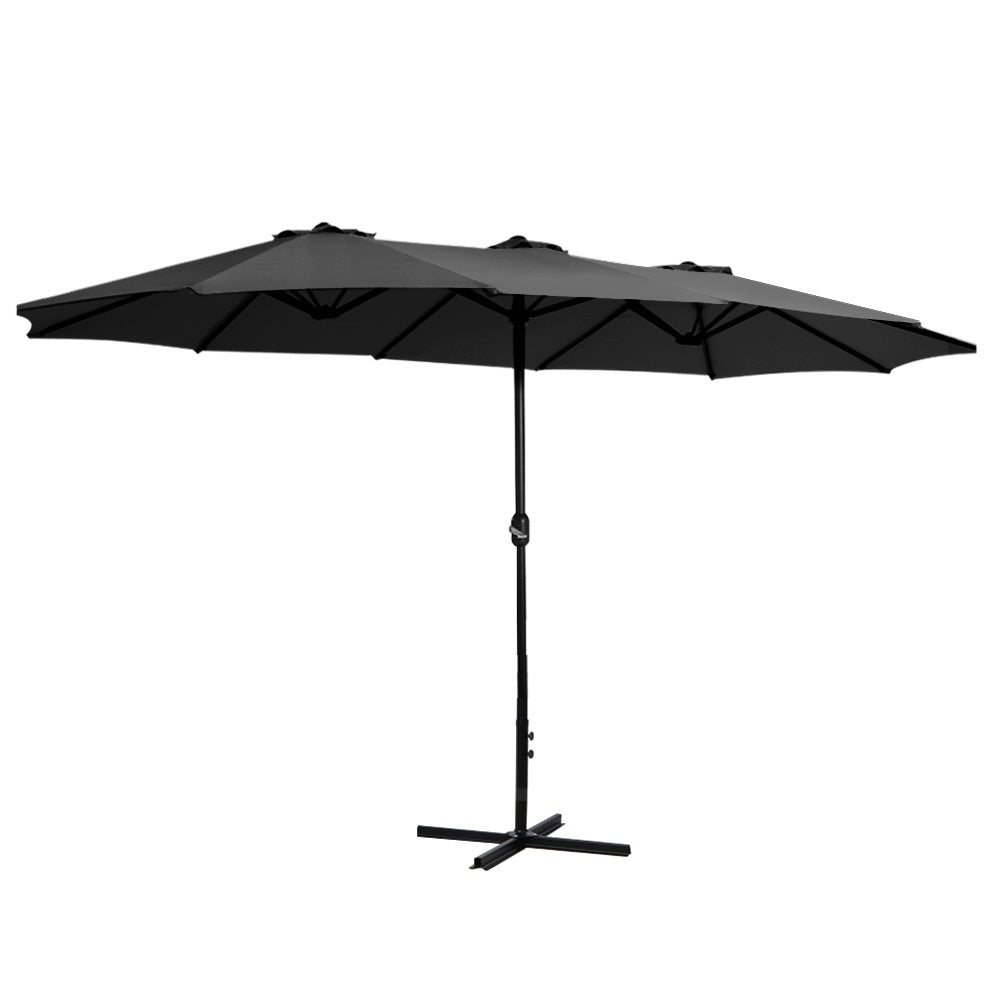 4.57m Extra Large Twin Umbrella - Black - Homecoze