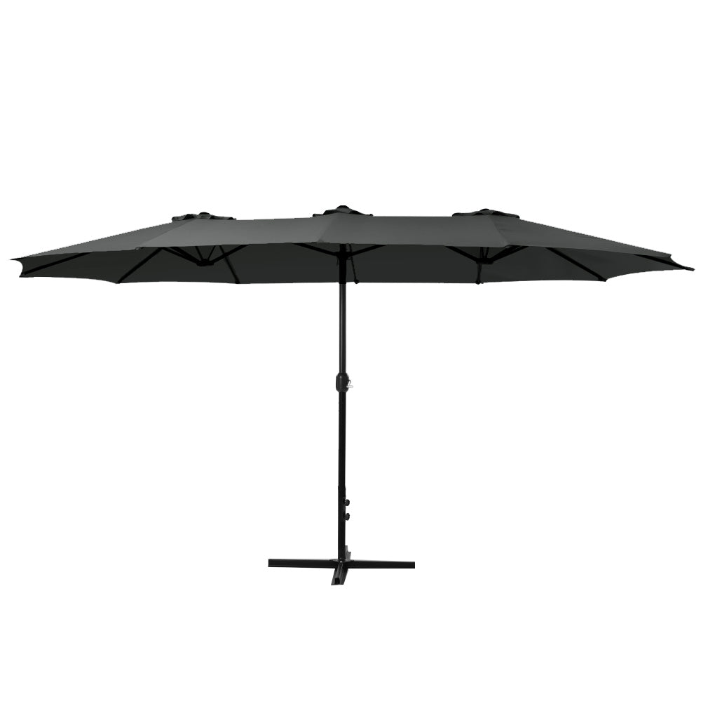 4.57m Extra Large Twin Umbrella - Black - Homecoze