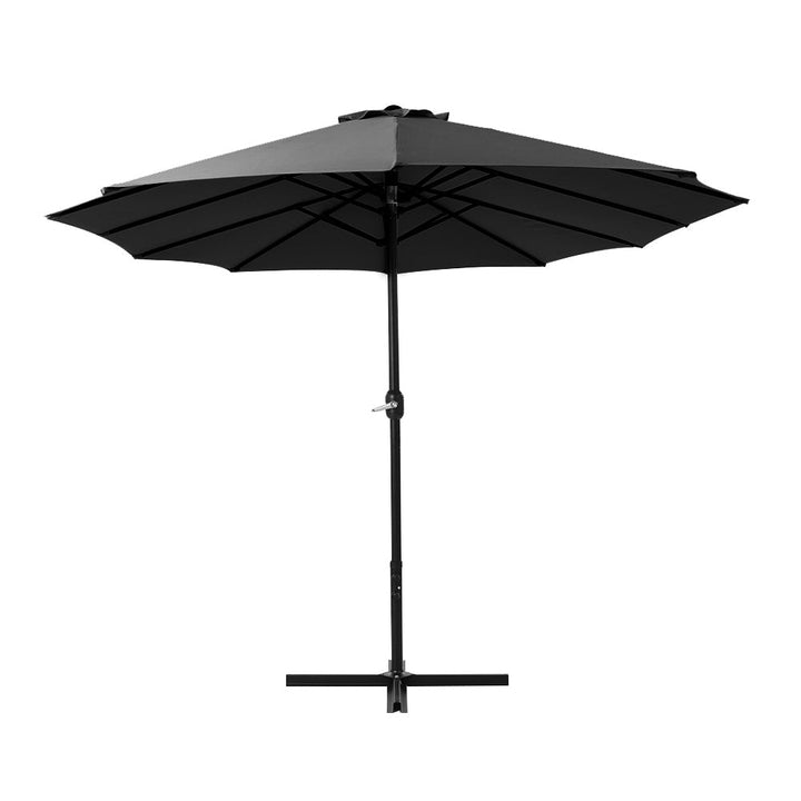 4.57m Extra Large Twin Umbrella with Base - Black - Homecoze