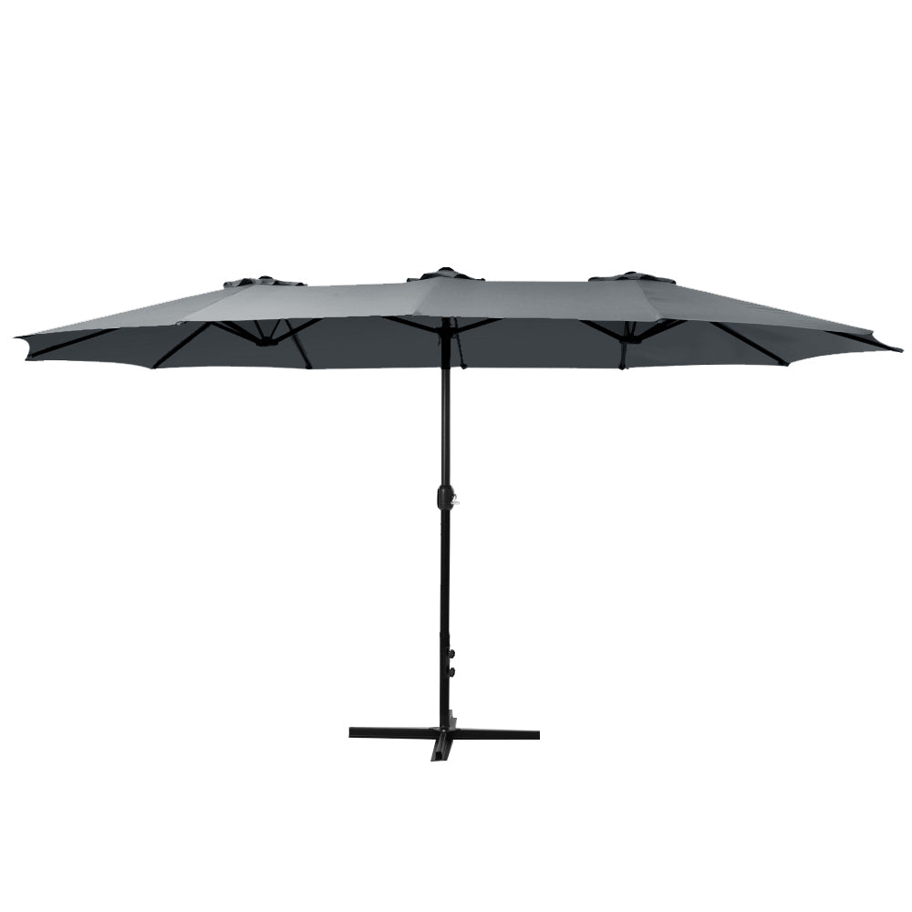 4.57m Extra Large Twin Umbrella - Charcoal - Homecoze