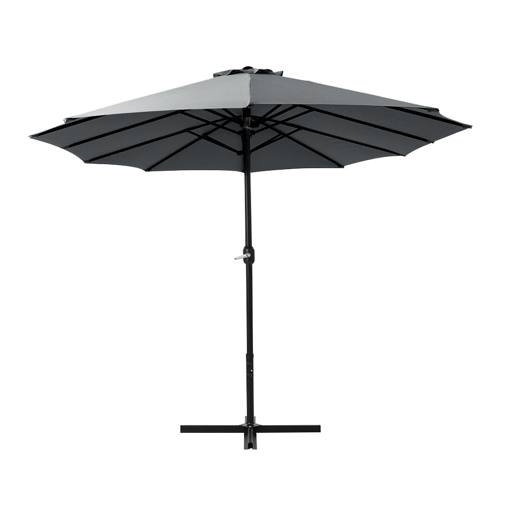 4.57m Extra Large Twin Umbrella with Base - Charcoal - Homecoze