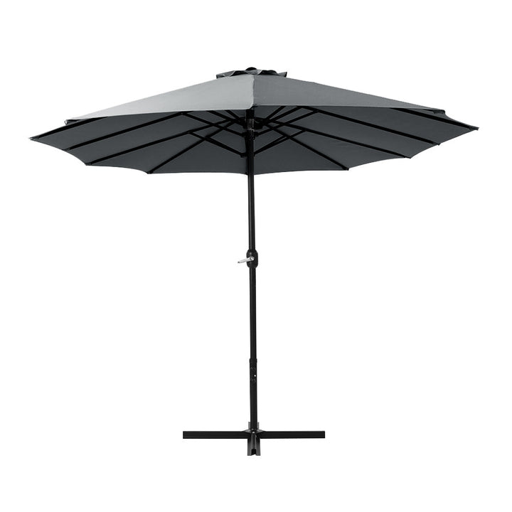 4.57m Extra Large Twin Umbrella with Base - Charcoal - Homecoze