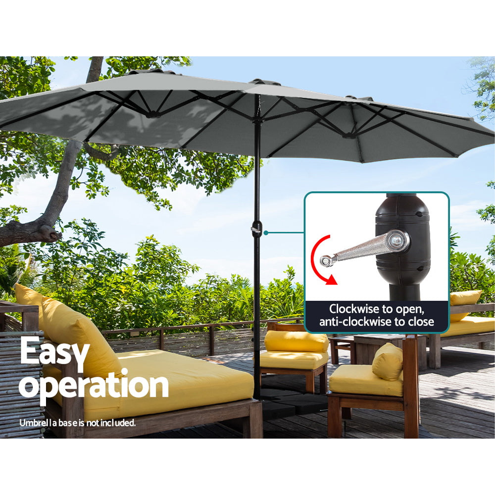 4.57m Extra Large Twin Umbrella - Charcoal - Homecoze
