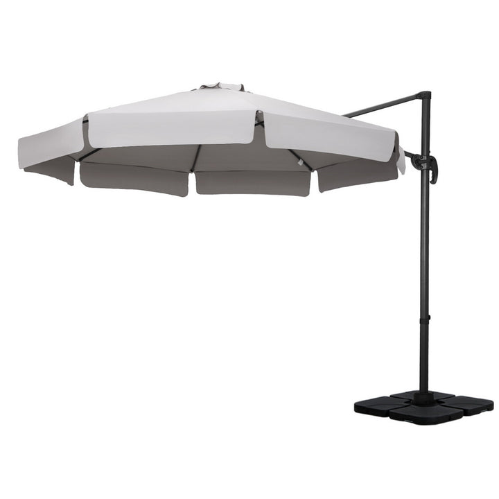 3m Rotatable Cantilever Valance Umbrella with Base - Grey